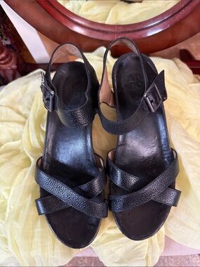 Abeo BIO System "Nylah" (Size 8.5 N) Black Comfort Wedge Sandals EUC